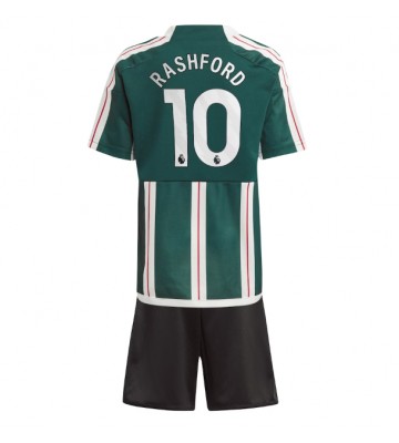 Manchester United Marcus Rashford #10 Bortaställ Barn 2023-24 Kortärmad (+ Korta byxor)